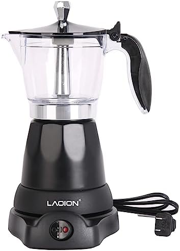 LAOION Cafeteras Electricas Cuban Coffee Makers Electric, 3-6 Cup Electric Moka Pots, 300ml Italian Coffee Makers,Clear Electric Espresso Makers,Overheat Protection Cafetera Electrica Para Cafe Cubano